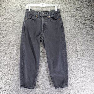 Gap Jeans Women’s Size 25 Petite Black Barrel Leg 100% Cotton Denim